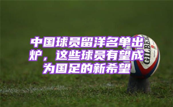 中国球员留洋名单出炉，这些球员有望成为国足的新希望