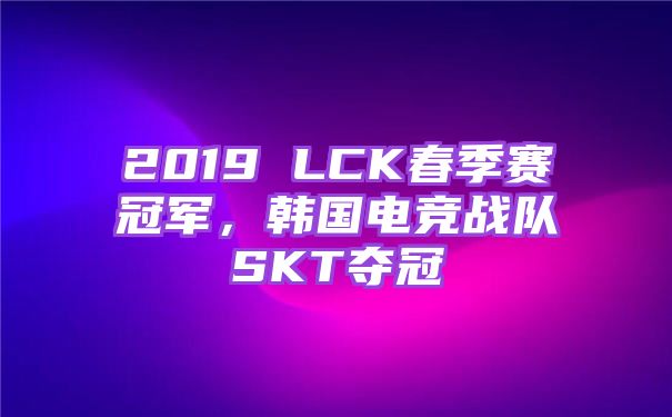 2019 LCK春季赛冠军，韩国电竞战队SKT夺冠